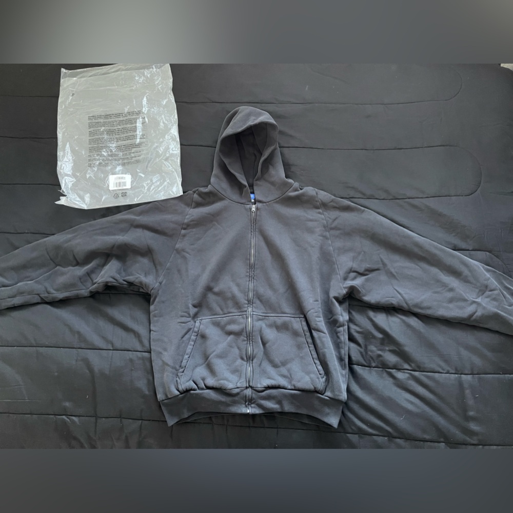 Yeezy Gap x Balenciaga Black Double Layered Zip Up Hoodie Size L